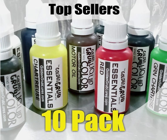 Bulk Pack 10 Best Sellers Essentials Liquid Colors Fishing Plastic Lure  Making Plastisol Colorants 