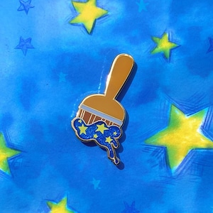 Neopets Paint Brush Starry Brush Gold Glitter Small Enamel Pin