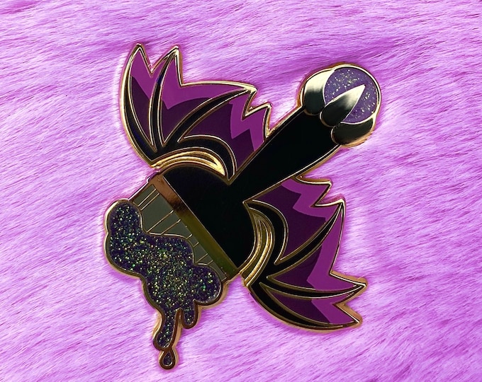 Neopets Paint Brush Darigan Brush Gold Glitter Small Enamel Etsy