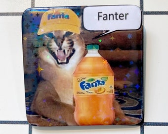 Fanter Carcal Big Floppa Funny Sparkly Meme Badge