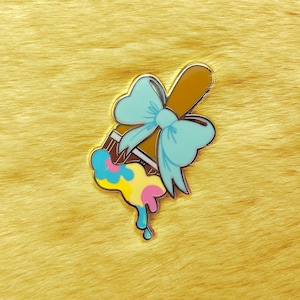 Neopets Paint Brush Baby Brush Gold Glitter Small Enamel Pin