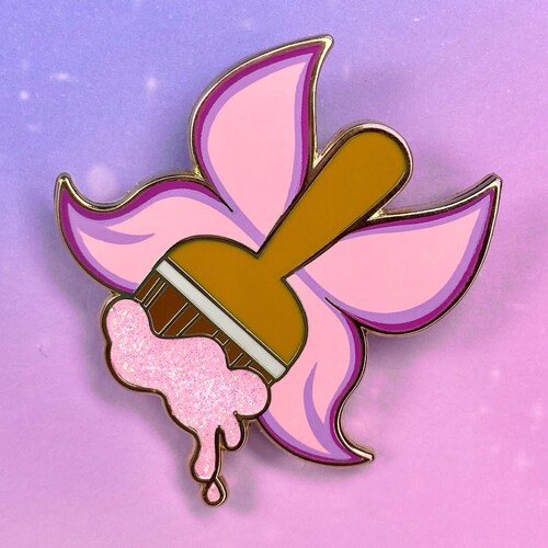 Neopets Paint Brush Darigan Brush Gold Glitter Small Enamel Etsy