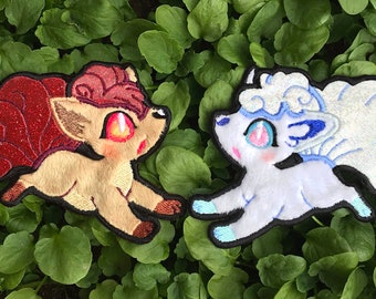 Vulpix and Alolan Vulpix Holographic Glitter Fluffy Handmade Iron On Patch