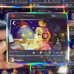 lofi hip hop Radio Animal Crossing Isabelle Parody Mashup Holographische Vinyl Meme Aufkleber