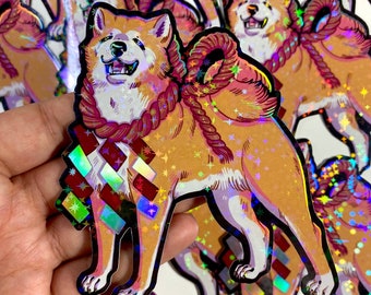 Akita hond holografische vinyl sticker
