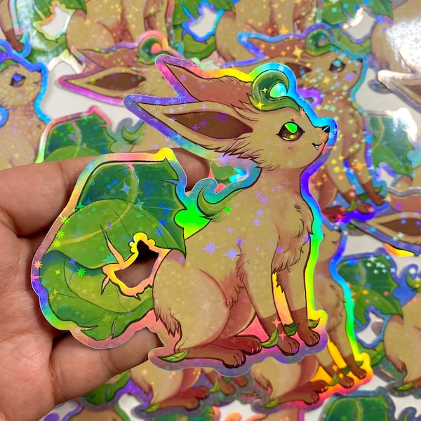 Leafeon Eeveelutions Pokemon Holographic Vinyl Sticker