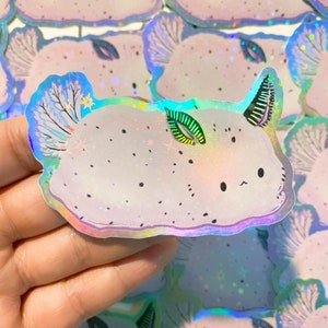 Seehase Nacktschnecke Jorunna parva Meeresschnecke Holographische Vinyl-Sticker