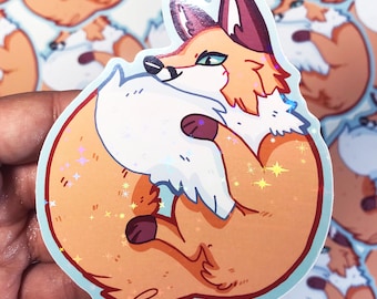 Fox Ball Holographic Sparkly Sticker