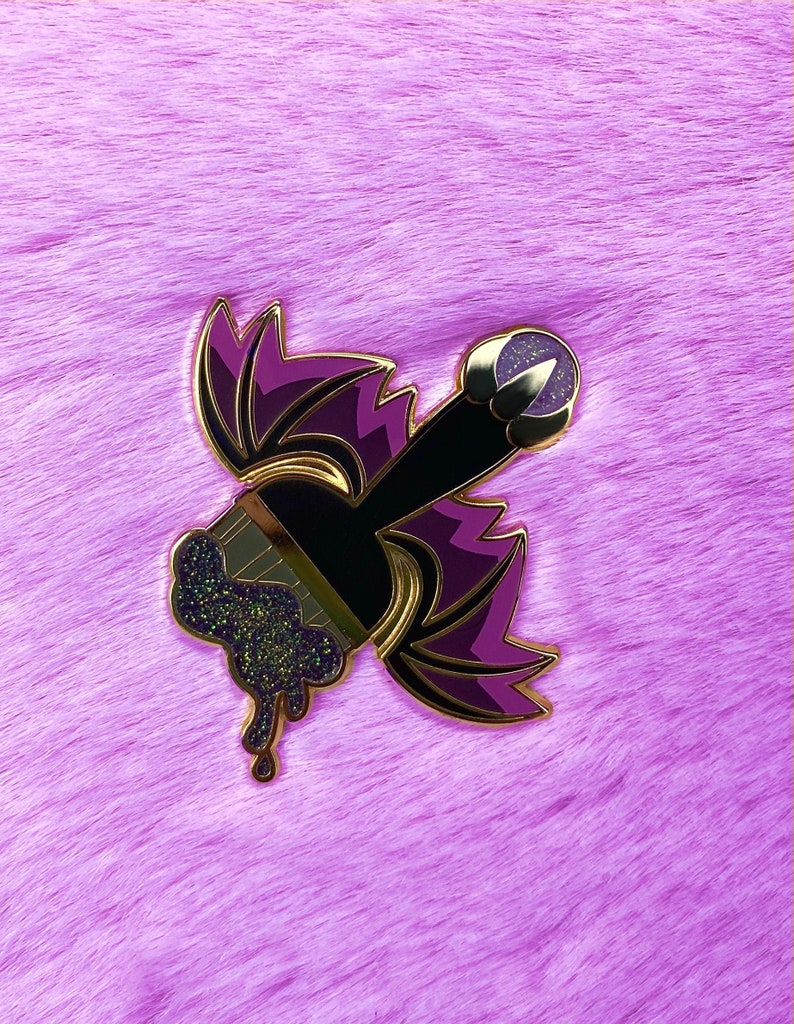 Neopets Paint Brush Darigan Brush Gold Glitter Small Enamel Etsy