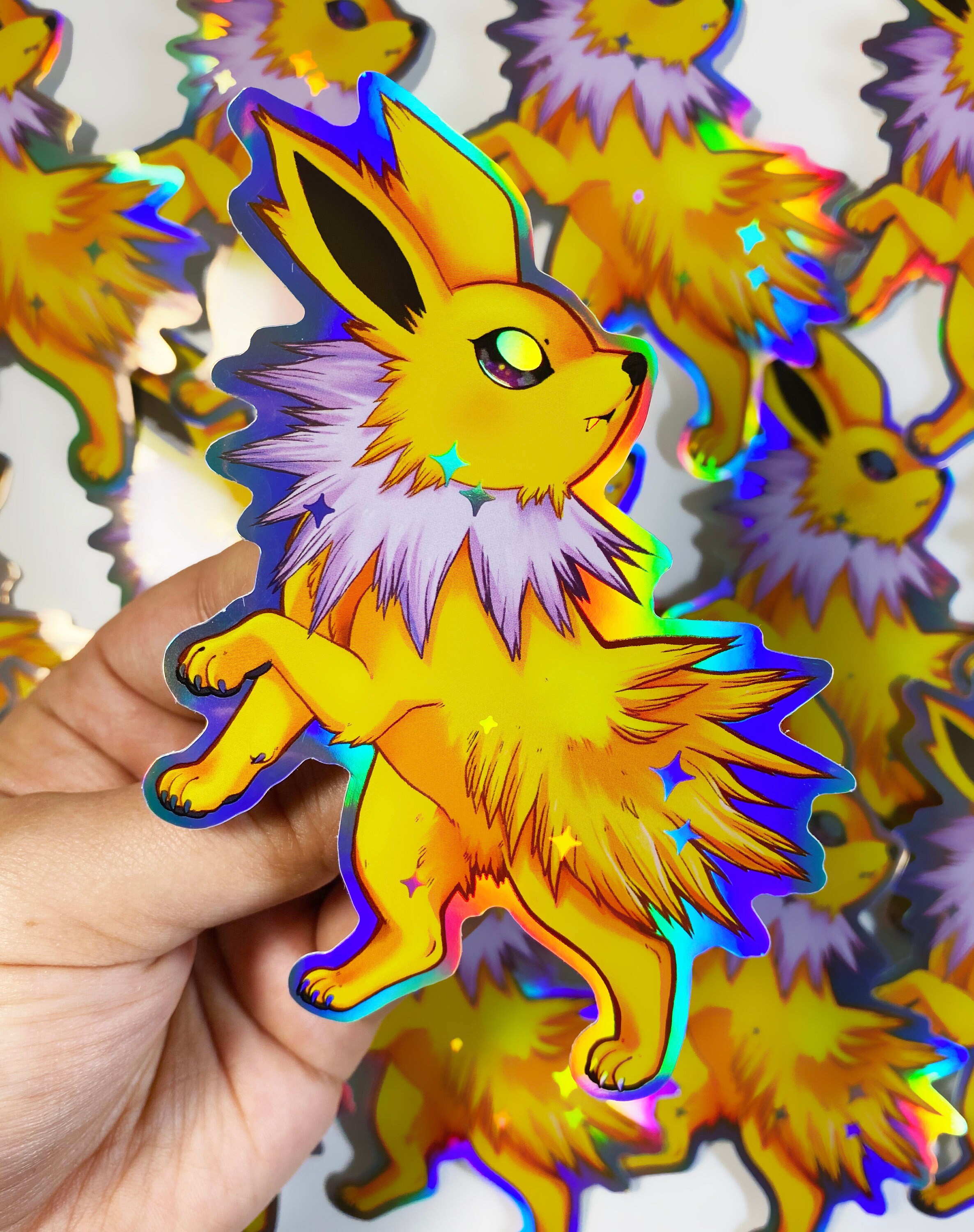 Jolteon Eeveelutions Pokemon Holographic Vinyl Sticker