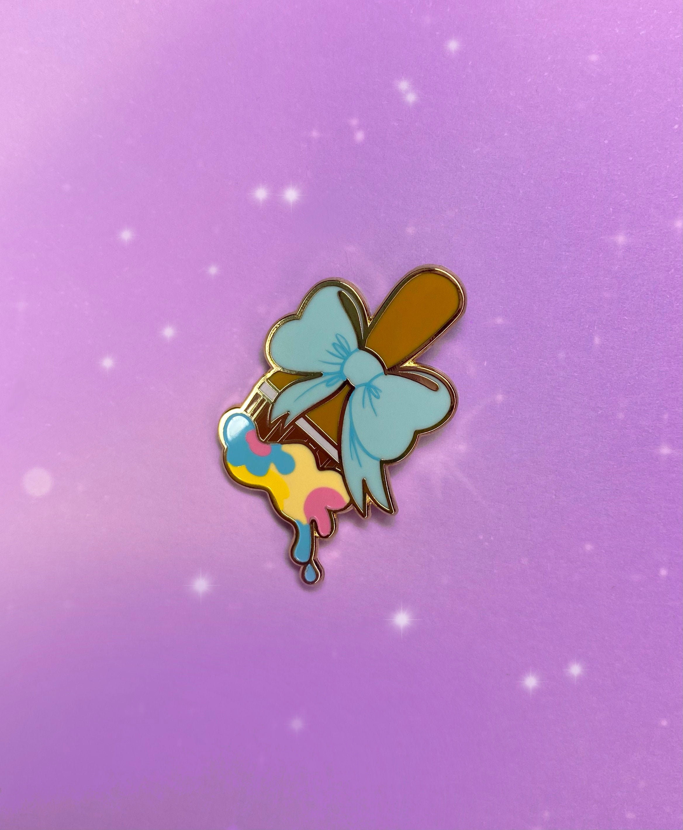 Neopets Paint Brush Baby Brush Gold Glitter Small Enamel Pin Etsy