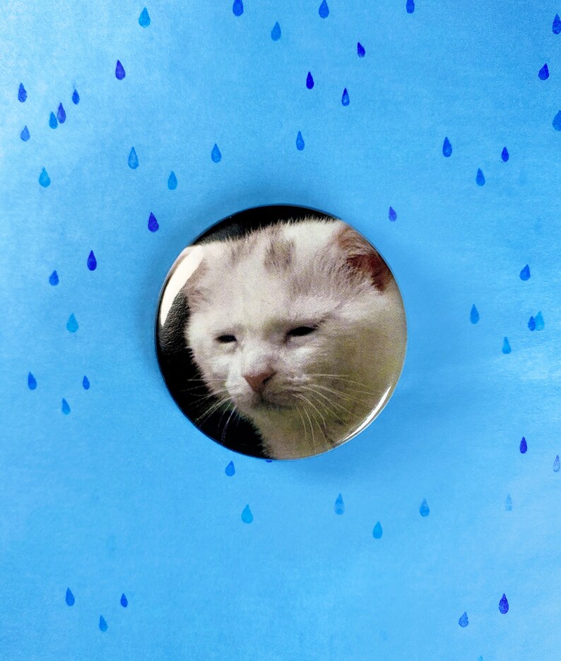 Sad Tired Meme Cat 38mm Badge 