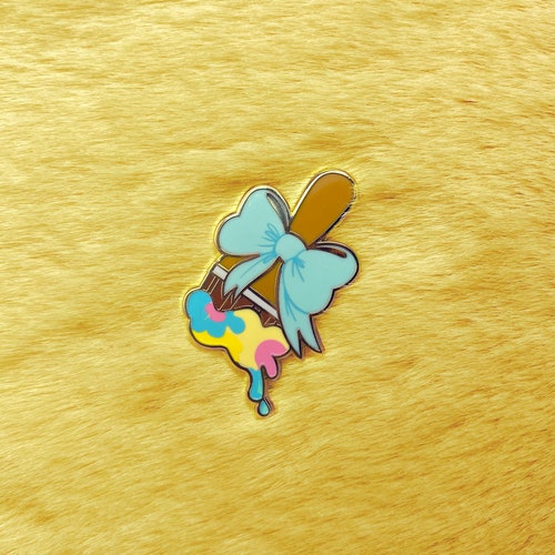 Neopets Paint Brush Baby Brush Gold Glitter Small Enamel Pin Etsy