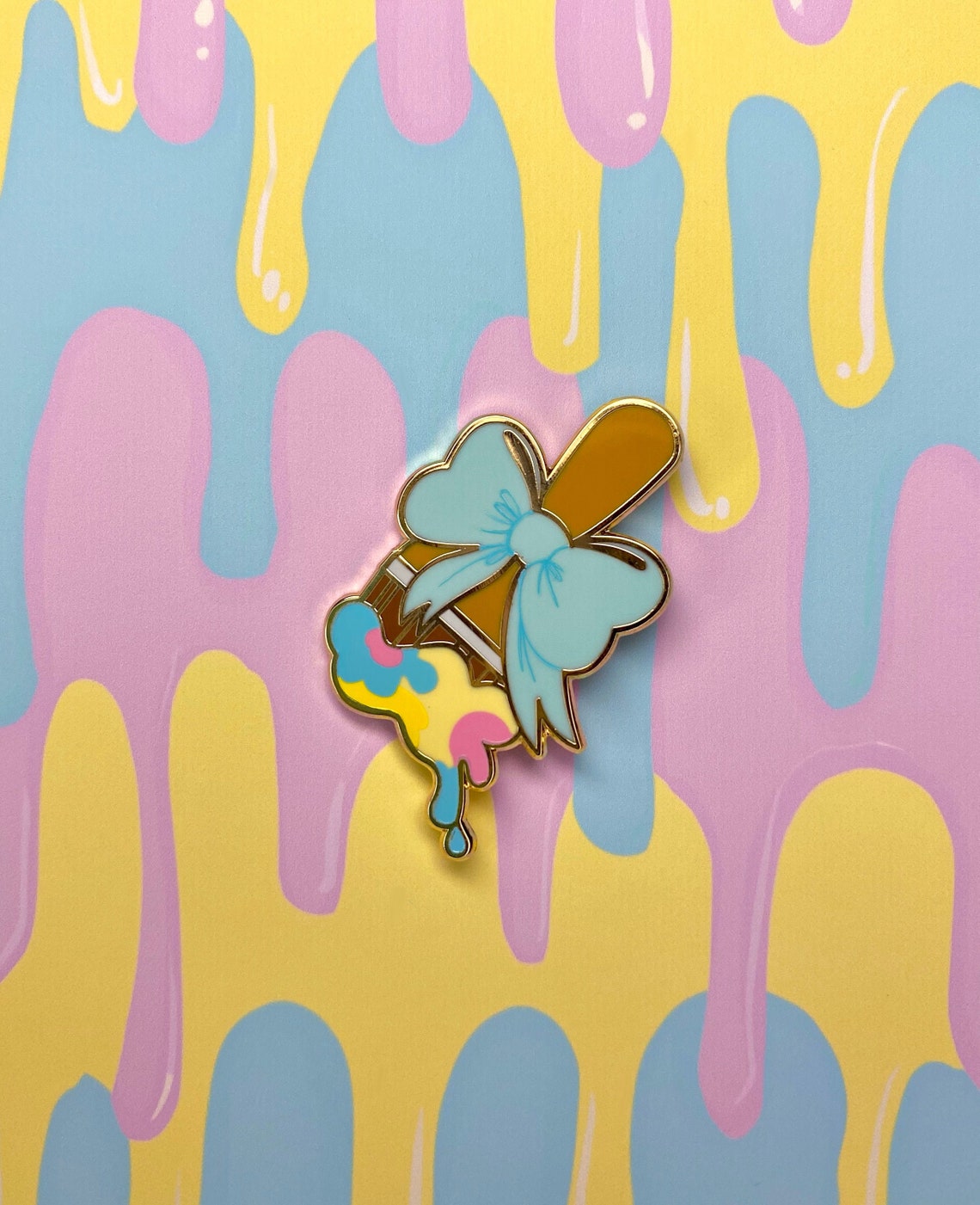 Neopets Paint Brush Baby Brush Gold Glitter Small Enamel Pin Etsy