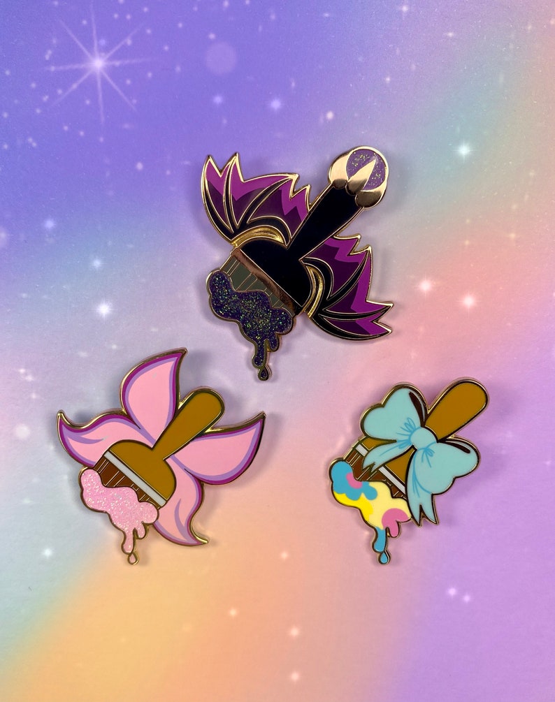 Neopets Paint Brush Baby Brush Gold Glitter Small Enamel Pin Etsy Hong Kong