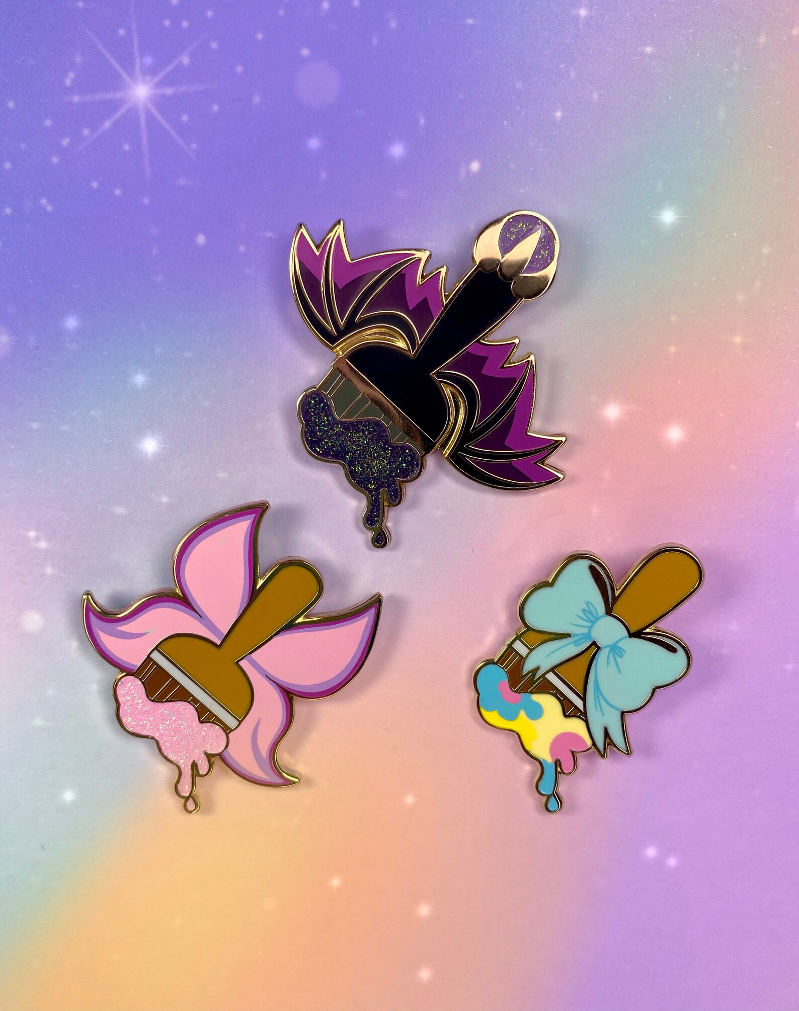 Neopets Paint Brush Darigan Brush Gold Glitter Small Enamel - Etsy