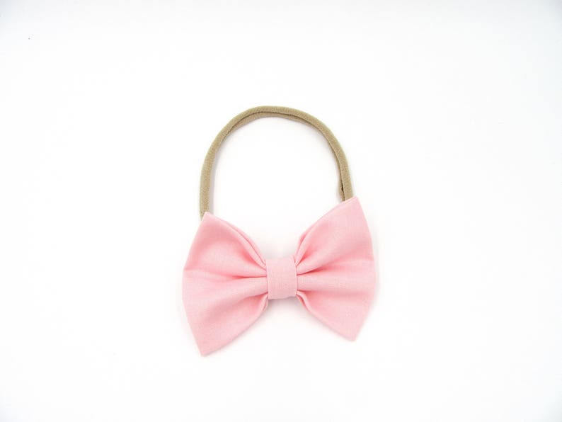 Non Slip Grip Bow Clip Nylon Baby Bow Bow on Nylon Headband Light Pink Bow Newborn Baby Bow Alligator Clip Ballet Pink Baby Bow