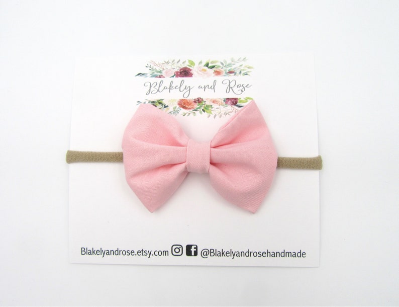 Non Slip Grip Bow Clip Nylon Baby Bow Bow on Nylon Headband Light Pink Bow Newborn Baby Bow Alligator Clip Ballet Pink Baby Bow