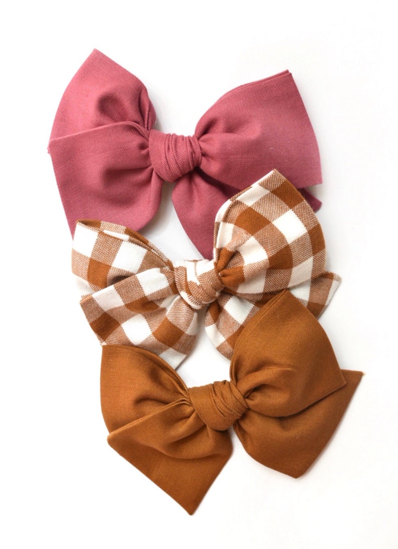 Set of Three Bow Bundle Pinwheel Bows Fall Bow Set Gingham Etsy