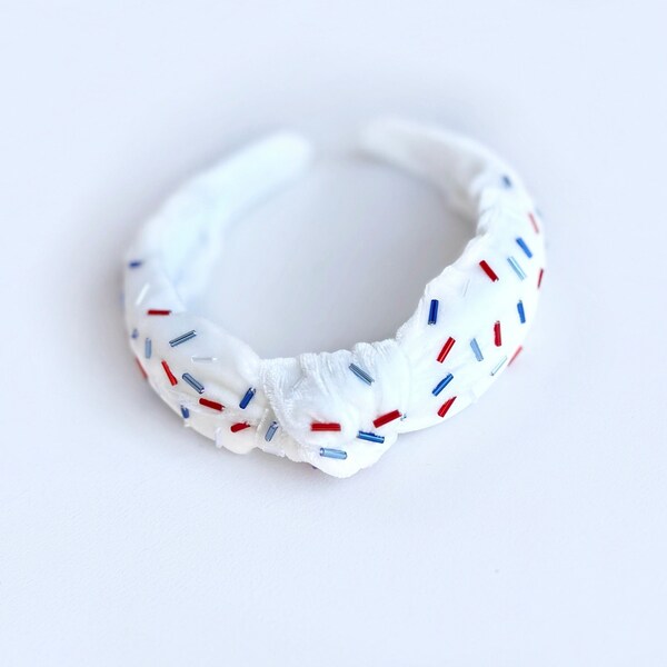 Sophia Collection Patriotic Fireworks Sequin Top Knotted Headband