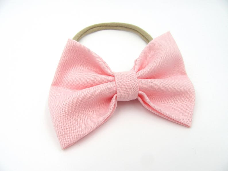Non Slip Grip Bow Clip Nylon Baby Bow Bow on Nylon Headband Light Pink Bow Newborn Baby Bow Alligator Clip Ballet Pink Baby Bow