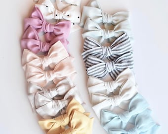 Choose Your Color Mini Pinwheel Hair Bows, Petite Pigtails, Mini Bow on Nylon Headband, Toddler Pigtail Set, Newborn Bow, Neutral Bow Clip