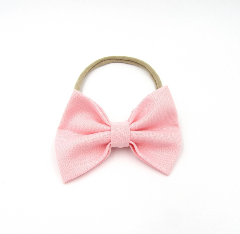 Non Slip Grip Bow Clip Nylon Baby Bow Bow on Nylon Headband Light Pink Bow Newborn Baby Bow Alligator Clip Ballet Pink Baby Bow