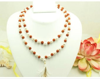 Pearl and Rudraksha Mala