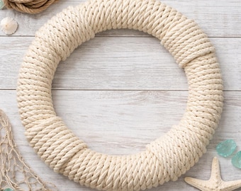 18” Nautical Rope Life Preserver Wreath | Coastal Wall Decor | Beach House Decor | Nautical Door Hanger | Lake House Decoration