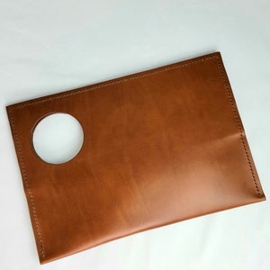 Circle clutch, leather clutch
