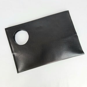 Circle clutch, leather clutch