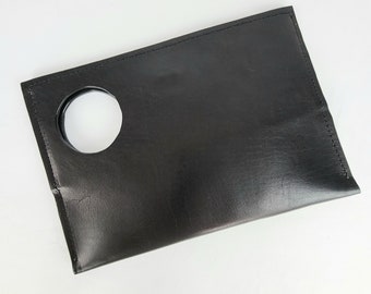 Circle clutch, leather clutch