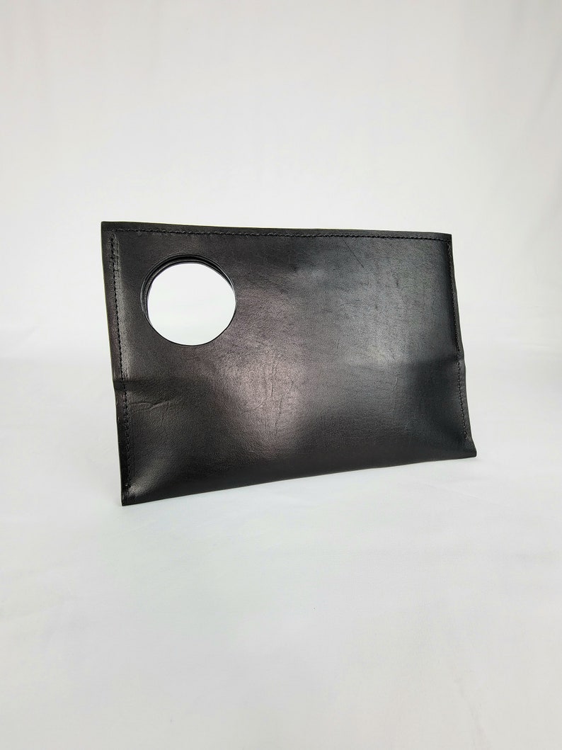 Circle clutch, leather clutch image 2