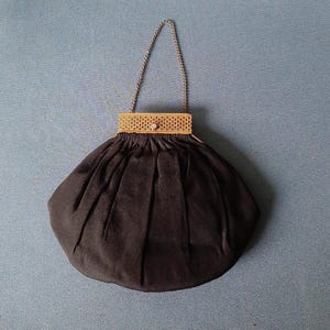 Vintage Black Silk Faille Fabric Evening Purse 1940&#39;s.