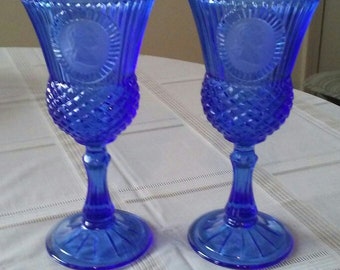 Vintage AVON FOSTORIA COBAL Blue Goblets