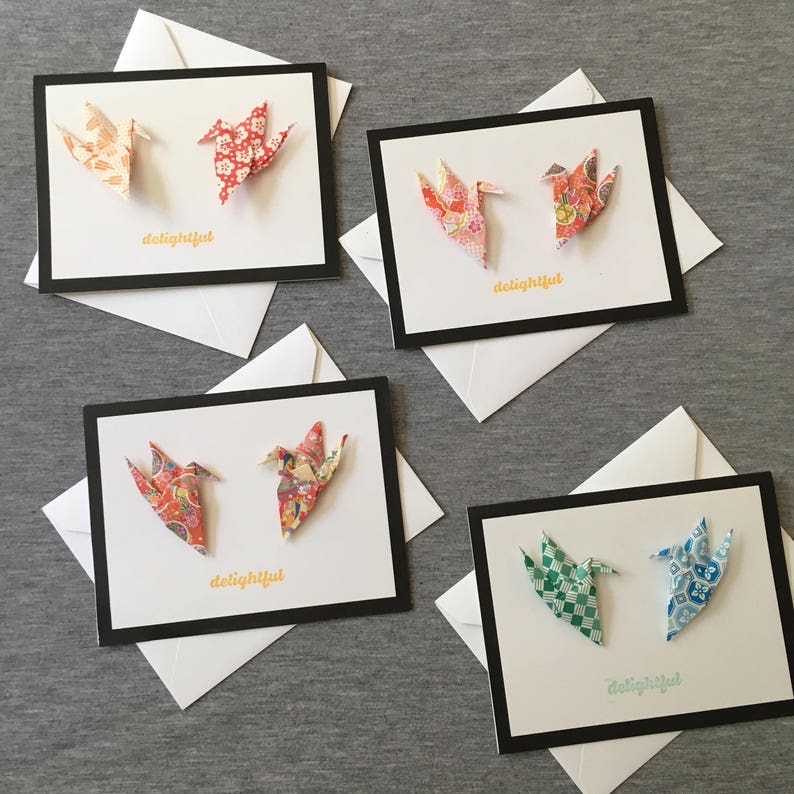 delightful origami crane greeting card handmade paper