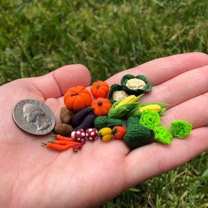 Set of Mixed Assortment of Veggies for Doll House or Fairy Garden Miniature Vegetable Variety Pack, Handmade Artisan 1:12 Scale Vegetables image 2