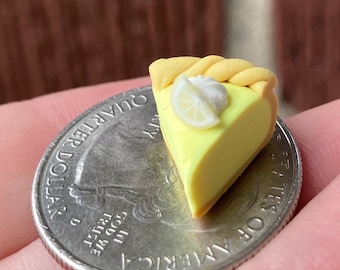 Dollhouse Miniature Slice of Lemon Cream Pie with Whipped Cream, Doll Pie, Diner Miniature, Bakery Miniature, 1:12 Scale Mini Meringue Pie,