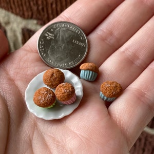 Miniature Pumpkin Spice Muffins, Dollhouse Muffins, 1:12 Scale Miniatures for Doll Breakfast, Doll Bakery, image 7