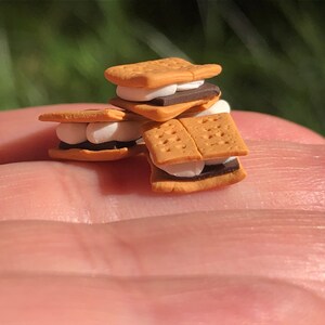 Dollhouse Miniature Smores 1:12 Camping Food, Fairy Garden Smores Sandwiches, Cute Tiny Smores Unique Miniatures, Campfire Food image 3