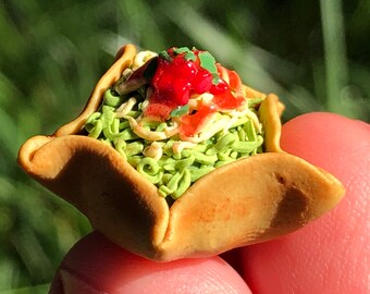 1:12 Scale Artisan Handmade Taco Salad; Doll House Taco Salad; Miniature Mexican Food; Doll House Food; Mini Restaurant or Food Truck Food