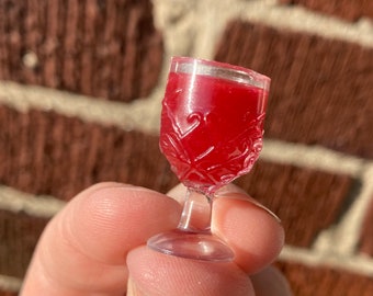 Doll House Miniature Red Wine Glass, Mini Sangria, 1:6Scale Miniature, Barbie Drinks, Fruit Punch,