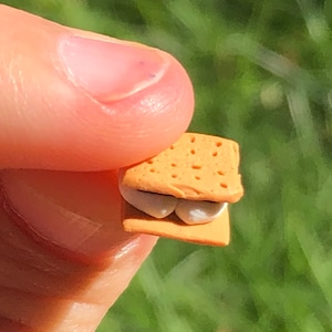 Dollhouse Miniature Smores 1:12 Camping Food, Fairy Garden Smores Sandwiches, Cute Tiny Smores Unique Miniatures, Campfire Food image 7