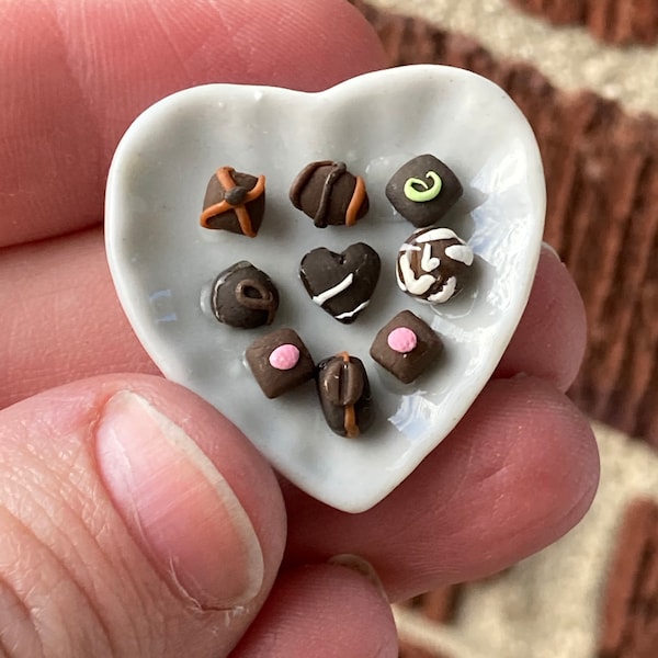 Miniature Tray of Chocolate Truffles for Doll House; 1:12 Scale Mini Candy; Fairy Garden Sweets;