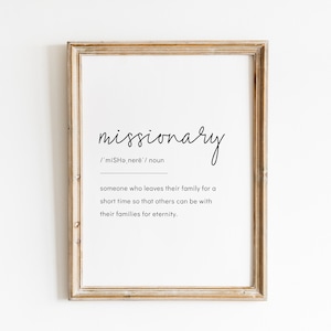 Missionary Definition Print, LDS Mission Gift, Called to Serve, Digital Download