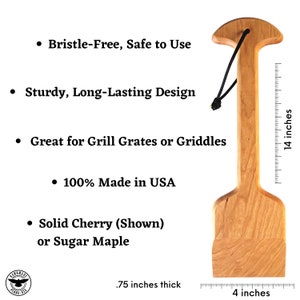 Wooden Grill Scraper, Safe and Metal-free, Sustainable Flattop Accessory, Perfect Gift for Grilling Enthusiasts, USA Solid Eastern Hardwood image 3