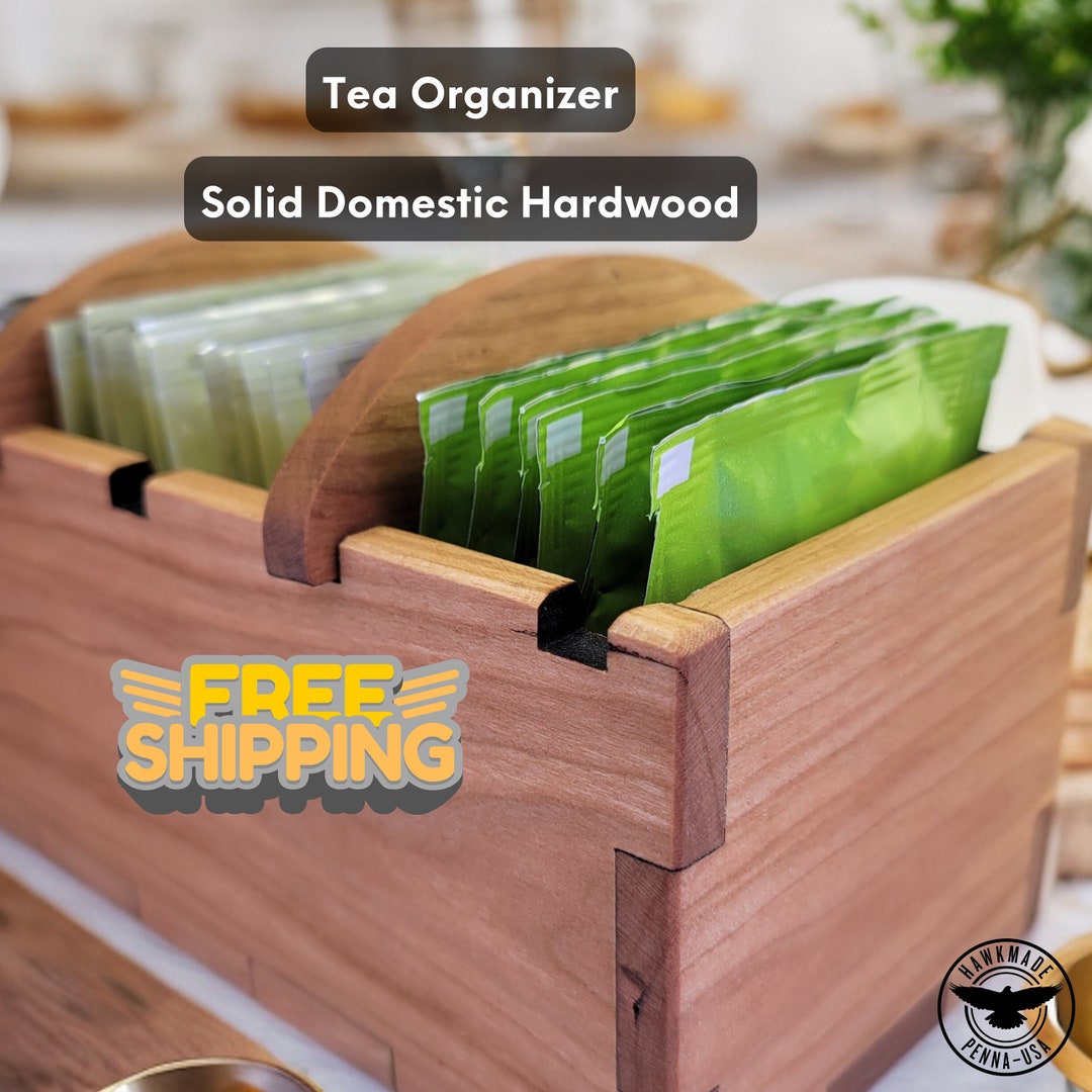 Solid Wood Tea Box, Tea Lovers Ultimate Gifted Organizer, USA Made