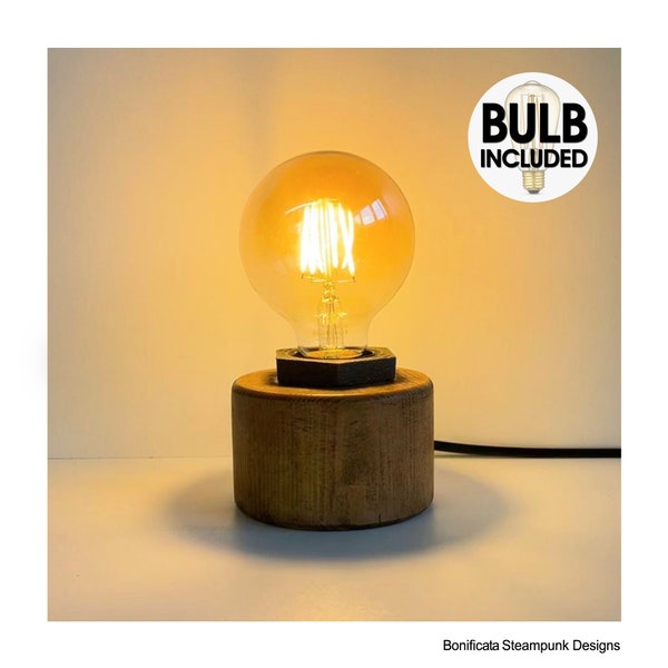 Steampunk Lamp + Free Bulb - Rustic / Farmhouse / Industrial Table Lamp - Handmade Edison E27 Lighting