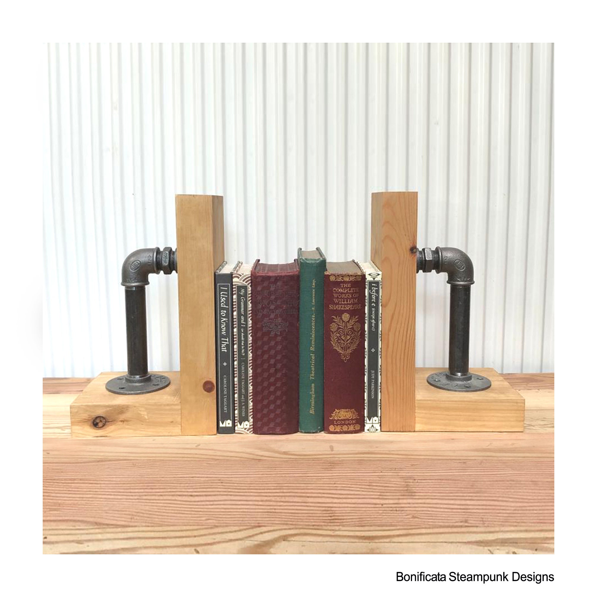 Steampunk Bookends Rustic / Farmhouse / Industrial / Pipe Etsy UK
