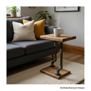 Steampunk Bedside Table (Customisable) - Farmhouse / Industrial / Rustic - Handmade With Pine & Metal Pipes